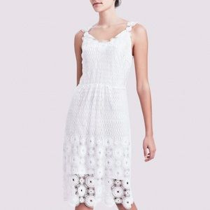 NWT NEW Elie Tahari White Goranna Dress Crochet Knee Scallop Lace Cotton Dress